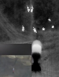 Dropped grenade sets a Russian soldier on fire, drone POV included