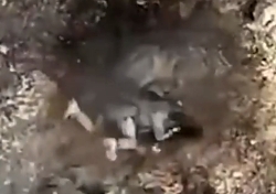 UAV drops a grenade and the blast seems to flip the RU soldier