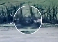 A Russian position gets a direct hit by UAF