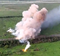 Russian weapons cache is on fire