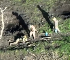 RU soldier appears to take something off a dead comrade and leave 