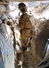 Hit by an enemy mine near the trench of our soldiers