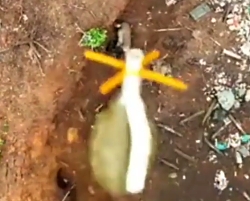 Drone Hits a Soldier in Foxhole with Two Grenades