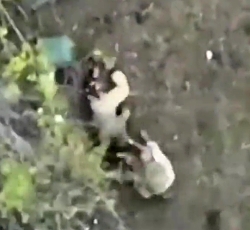 UA uses a VOG grenade to light a Russian ammunition stockpile