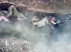 3 ORCs firing at 2 UAs are hit by a drone dropped munition