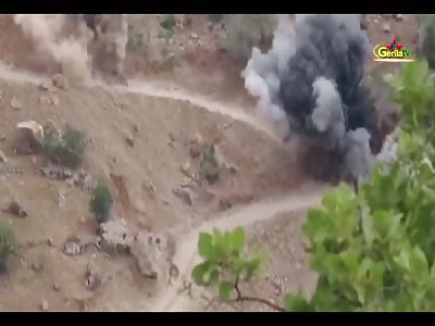 PKK Guerrilla' Fire Missiles At Tractors Carrying Weapons & Ammunition