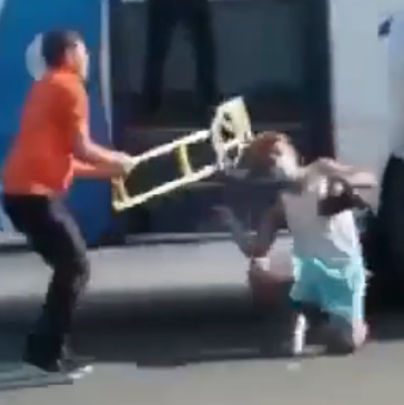 A Beggar with an Infected Syringe Gets Slumped with a Dolly