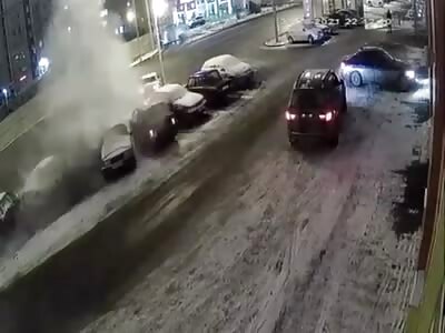 Drunk driver, he calmly went about his business not even slowing down.