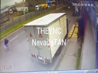 Is brutally hit by a car at high speed