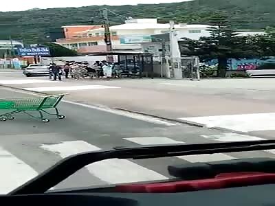 Man was run over by a bus.