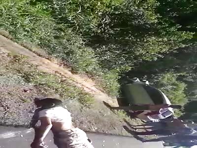 Twisted accident victim on highway