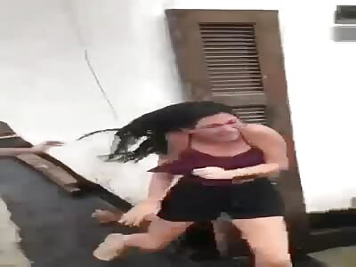 Skinny girl beaten by others