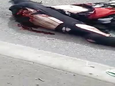 Biker smashed like a pancake