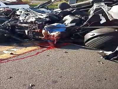 Man crushed in his car on highway