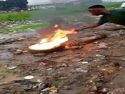 Another thief turned barbecue in the village