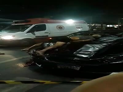 glued to the front of a car