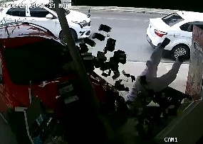 Driver hits victim in market