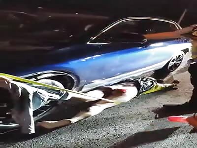 Horrific car v pedestrian impact.