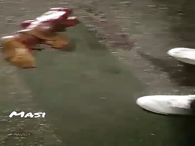 Biker has very serious accident.