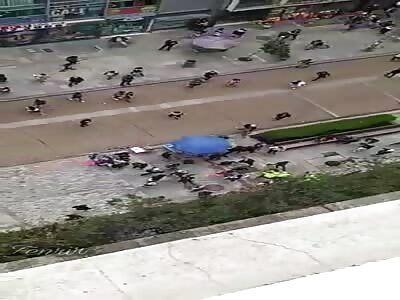 Policeman beaten during the Bogota clashes (different angle)