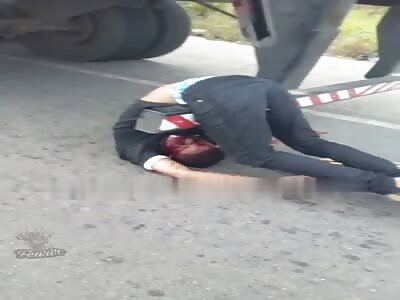 motorcycle ends up in a truck