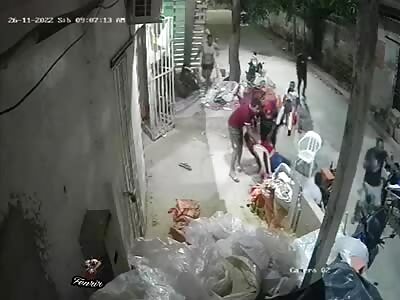 hit by several blows in front of the bar