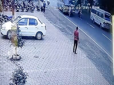 Motorcyclists hit by passenger bus