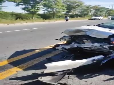 Dead crushed inside the vehicle