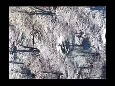 Resting Russian soldier in his Foxhole gets bombed by drone and bleeds