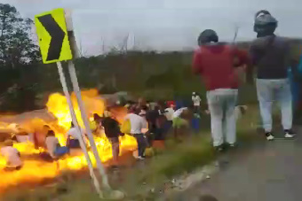 Shocking Moment of Explosion of Tank Truck Carrying Gasoline 
