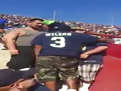 Father Freaks out when Fight Spills onto his Son's Lap