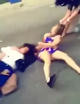 Few Girls Involved in a Love Train on the Pavement 