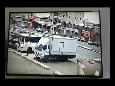 Confused Pedestrian is LAUNCHED into the Air by Car (Slow Motion Added)