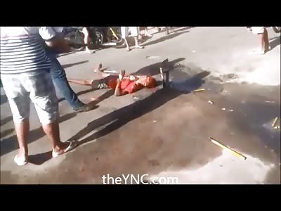 Violent Ending of Man being Beaten to Death with Shovels by Angry Mob 