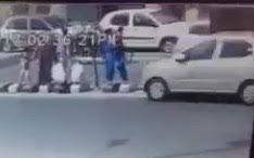 Entire family being crushed by out of control car (New Angle) 