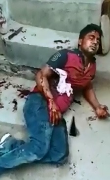 MAn with Knife Stuck in his Side Pleads for hElp from those Around him..top No Avail 