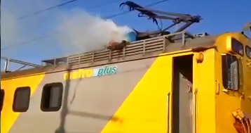 Man Frying Alive...Burning and Sizzling to Death in Electrocution on top or Rails 