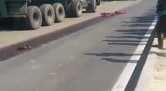 Want to See what you'll Look Like if  your Dragged 30 Yards by a Big Rig 