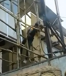 Different Closer Angle and Aftermath of Man Electrocuted on Scaffold 