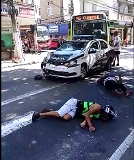 Criminals Running from Police Collide with Car, then Convulse on the Street waiting for help to Arrive 