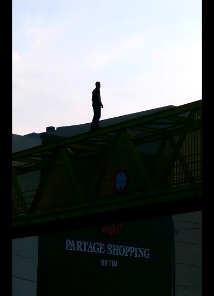 Silhouette of a Suicide as Man Dies falling from Pedestrian Overpass  