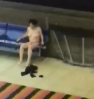 Wow...Crazy Woman Shakes Her Tits at the Airport with All to See 