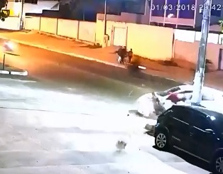 Ouch..Motorcyclist Hit by Car..then into Steel Light Pole Killing him Instantly 