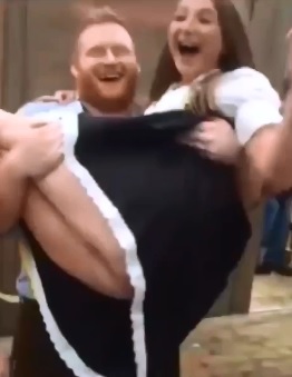 This Guy drops the Girl with No Panties On 