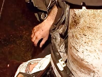 After brutal collision with pole men got trapped in the car like a sardine can