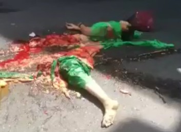 Woman horribly crushed by truck (New Angle)