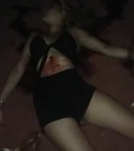 Pretty Girl in Black Murdered! Crime Scene