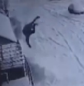 Russian Mans Winter Suicide Jump (2 Angles)