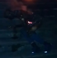 Crispy! Dude Burned by Rival Gang on a Stairwell 