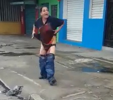 Crazy Fuck Stabbing Himself